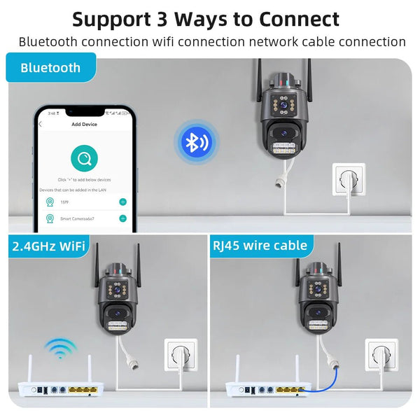 ICSEE 4K Dual Lens WIFI Camera - 2K Dual Screen PTZ Outdoor Security - stepyours.com