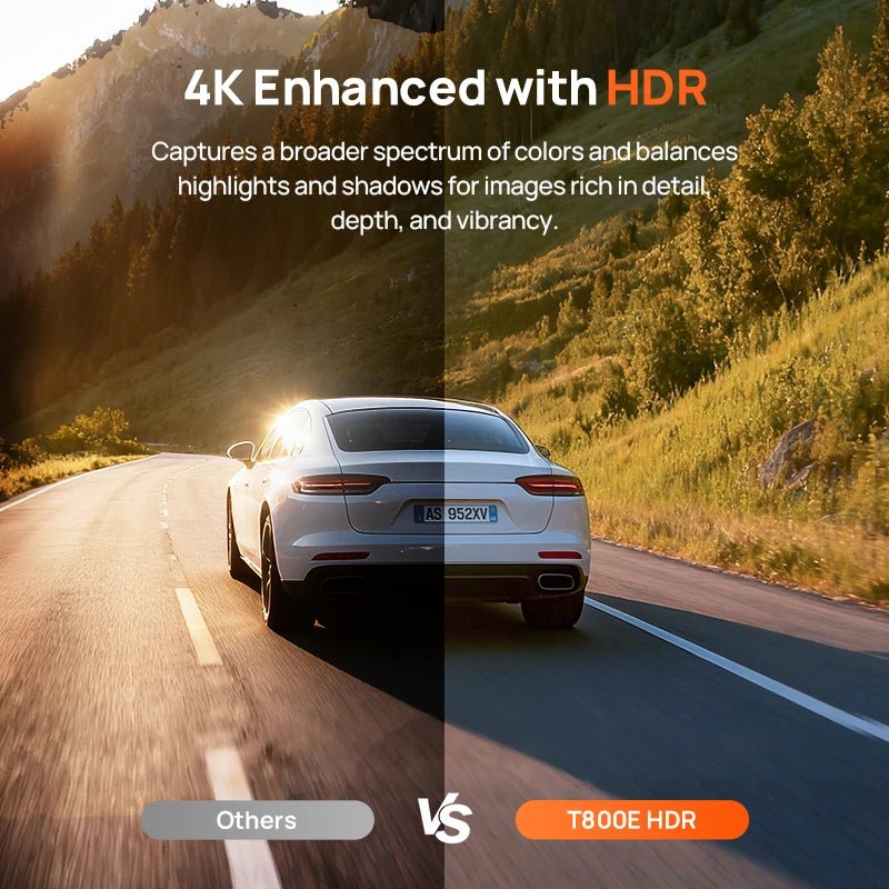 70mai T800e 3 Channel Dash Cam 4K Front 1080p Rear And Interior HDR GPS WiFi 6 - stepyours.com