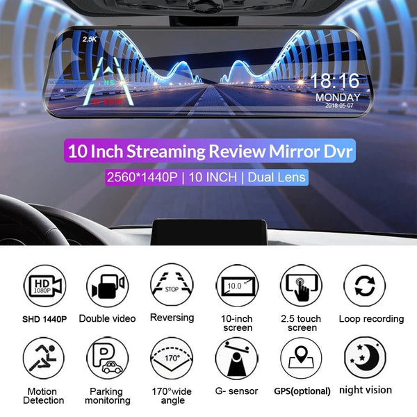 EACE 2.5K Mirror Dash Cam For Car Touch Screen With GPS WiFi 1440P Parking DVR - stepyours.com