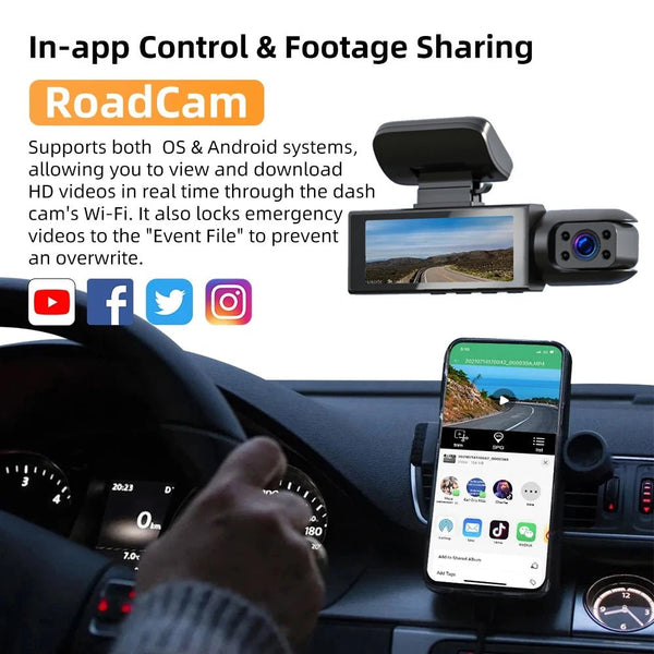 1080P WiFi Dual Dash Cam Front Inside Car with IR Night Vision Loop Recording - stepyours.com