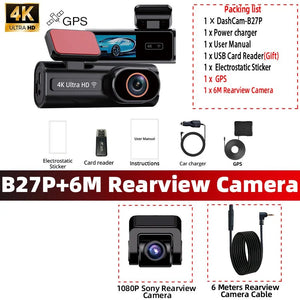 Acceo Dash Cam 4K Front And 1080P Rear Dual Lens With GPS WiFi Night Vision - stepyours.com