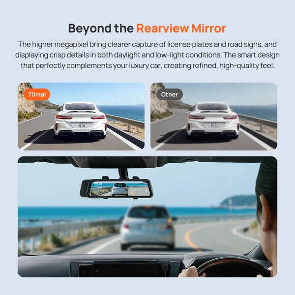 70mai S410 Rearview Dash Cam 2K Front 1080P Mirror - stepyours.com