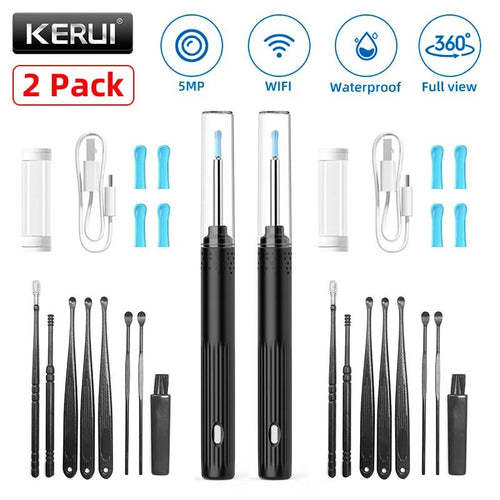 KERUI Ear Wax Removal Cleaner With 5MP HD Camera - See Ear Canal Add Hooks - stepyours.com
