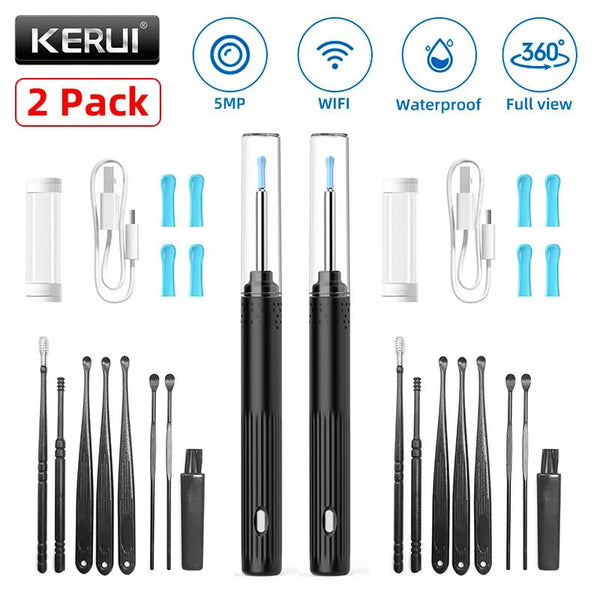 KERUI Ear Wax Removal Cleaner With 5MP HD Camera - See Ear Canal Add Hooks - stepyours.com