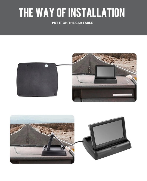 4.3 Inch TFT LCD Folding Car Monitor With Rear View Camera And 8 LED Parking - stepyours.com