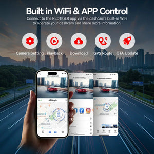 Redtiger F9 Dash Cam 4K Front And Rear GPS WiFi Night Vision - stepyours.com