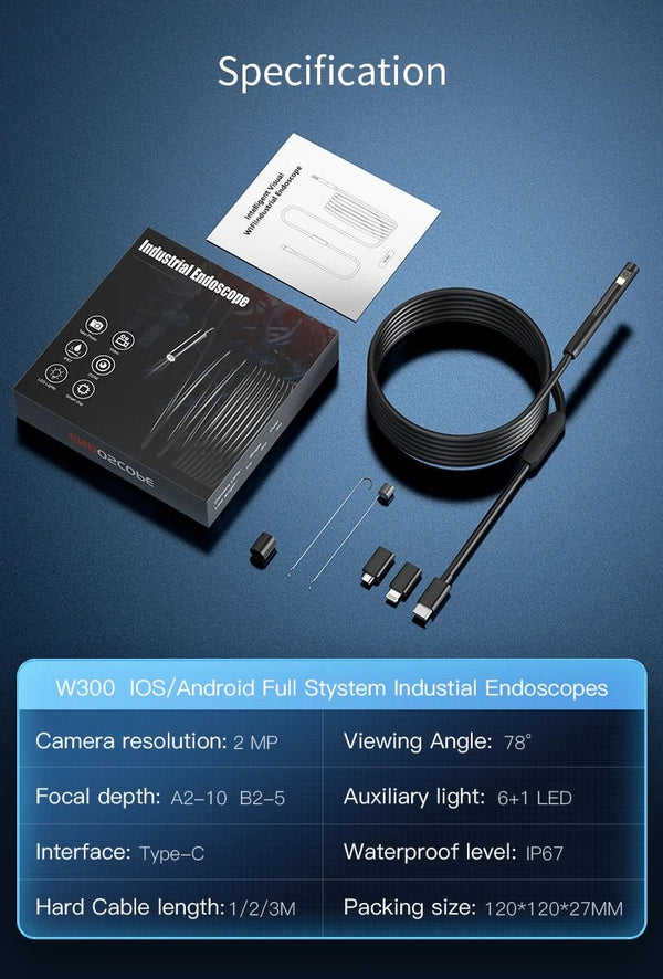 INSKAM WiFi Endoscope Camera Dual Lens Borescope Waterproof For Car Plumbing - stepyours.com