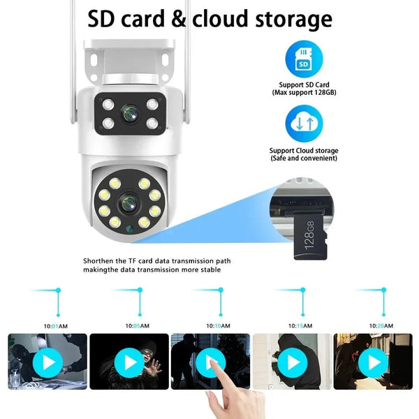 Tuya Dual Lens PTZ WiFi Camera Outdoor - 4K 8MP AI Auto Tracking Hooks - stepyours.com