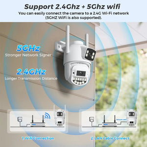 8MP 4K PTZ WiFi Camera - Dual Lens With Dual Screen AI Tracking Surveillance - stepyours.com