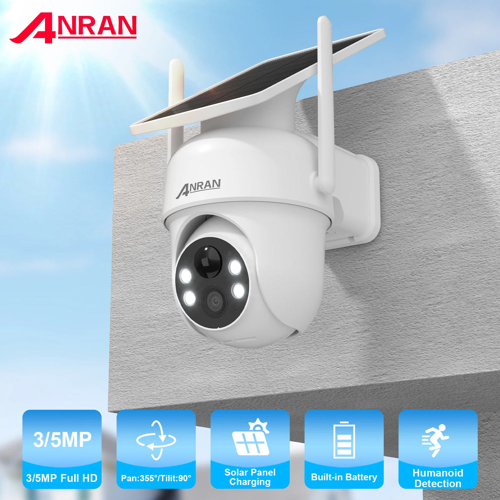 ANRAN Solar Camera With PIR Humanoid Detection For Outdoor Security 2K 2 4G WiFi - stepyours.com