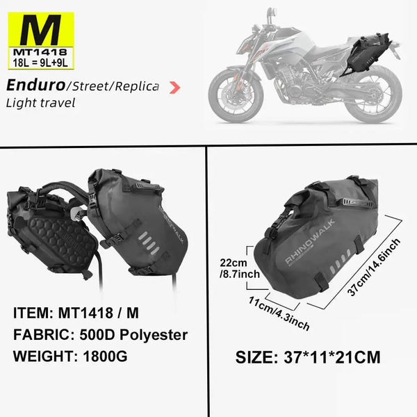 Rhinowalk Motorcycle Saddlebag Waterproof For Most Without Side Racks Off-road Sport Bike Fit BMW Honda Kawasaki Yamaha Benelli