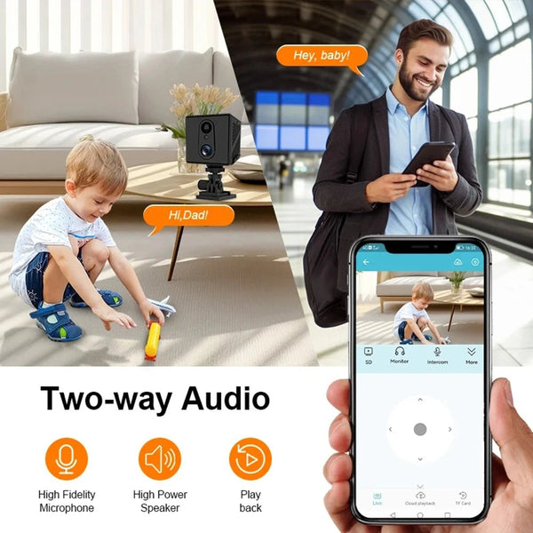 5MP Mini Camera 4G IP CCTV Two Way Audio 3000mAh Battery 64GB Night Vision - stepyours.com