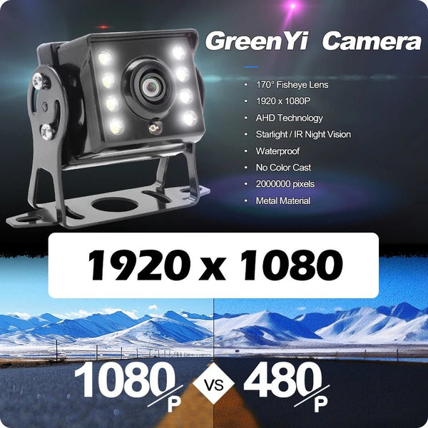 GreenYi AHD 1920x1080P Fisheye Wide Angle Car Rear View Camera For Bus Truck - stepyours.com