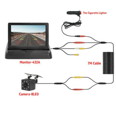 4.3 Inch TFT LCD Folding Car Monitor With Rear View Camera And 8 LED Parking - stepyours.com
