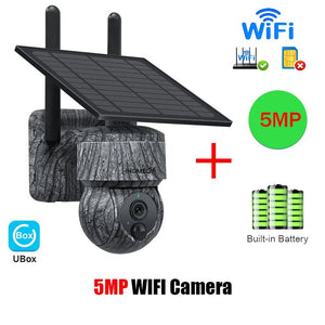 INQMEGA Solar Powered PTZ Camera 5MP 4MP WiFi 4G CCTV With Two Way Audio - stepyours.com