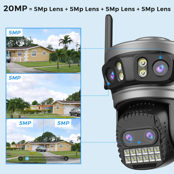 20MP Outdoors WiFi PTZ Security Camera - AI Human Detection and 10X Zoom Hooks