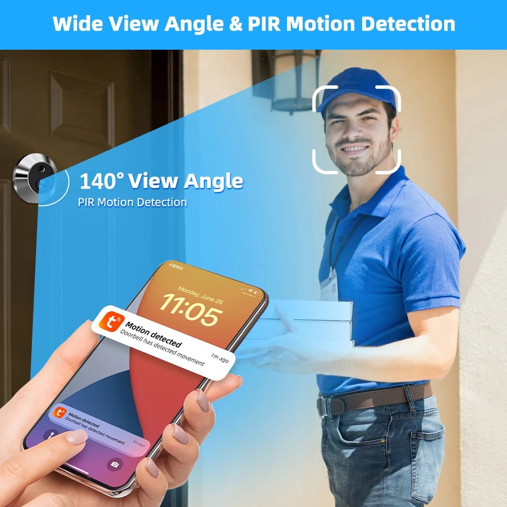 Tuya Smart 3MP Peephole Door Camera With WiFi Alexa - stepyours.com
