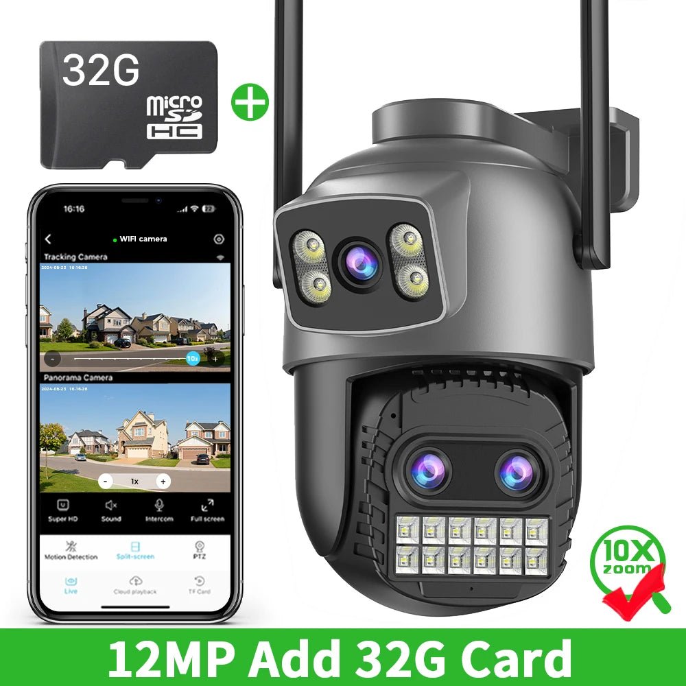Abuntu 15MP 8K PTZ WiFi Outdoor Camera - 10X Zoom AI Human Detection - stepyours.com