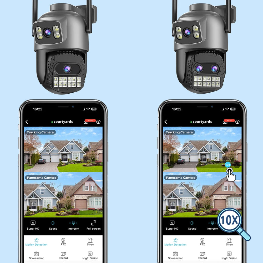 BESDER 15MP WiFi Outdoor Camera Dual Screen 10X Zoom PTZ Security IP Cam - stepyours.com