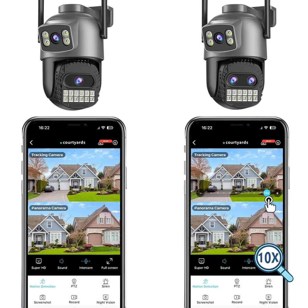 BESDER 15MP WiFi Outdoor Camera Dual Screen 10X Zoom PTZ Security IP Cam - stepyours.com