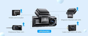 AZDOME 4K Dash Cam M550 Max GPS WiFi Car DVR 3.18Inch Screen Rear Cam - stepyours.com