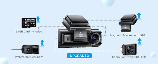 AZDOME 4K Dash Cam M550 Max GPS WiFi Car DVR 3.18Inch Screen Rear Cam - stepyours.com