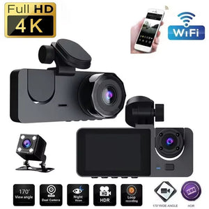 4K Dual Lens Dash Cam Car DVR With WiFi App Front Rear Night Vision - stepyours.com