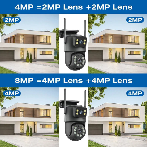 Icsee 8MP WiFi PTZ CCTV Camera Dual Screen Auto Tracking Night Vision Outdoor - stepyours.com