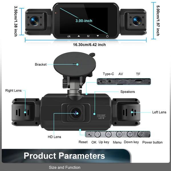 4 Channel WiFi Dash Cam DVR For Cars Front And Rear Interior 360 Parking 24h - stepyours.com