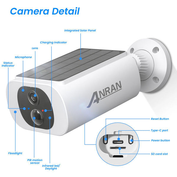 ANRAN C3 Outdoor Solar Security Camera - Battery Powered 3MP Color Night Vision WiFi by stepyours.com