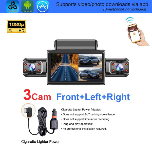 4K Quad Camera Hidden Dash Cam With App Night Vision Motion Detection Parking - stepyours.com