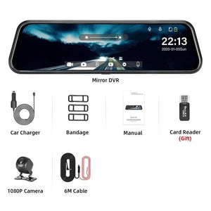 10 Inch Rearview Mirror Dash Cam Front And Rear 1080P Dual Recorder Night Vision - stepyours.com