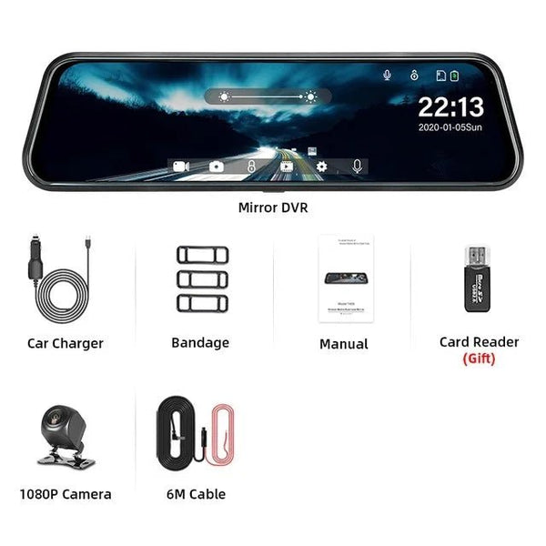 10 Inch Rearview Mirror Dash Cam Front And Rear 1080P Dual Recorder Night Vision - stepyours.com
