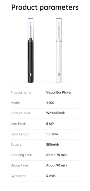 KERUI Ear Wax Removal Cleaner With 5MP HD Camera - See Ear Canal Add Hooks - stepyours.com