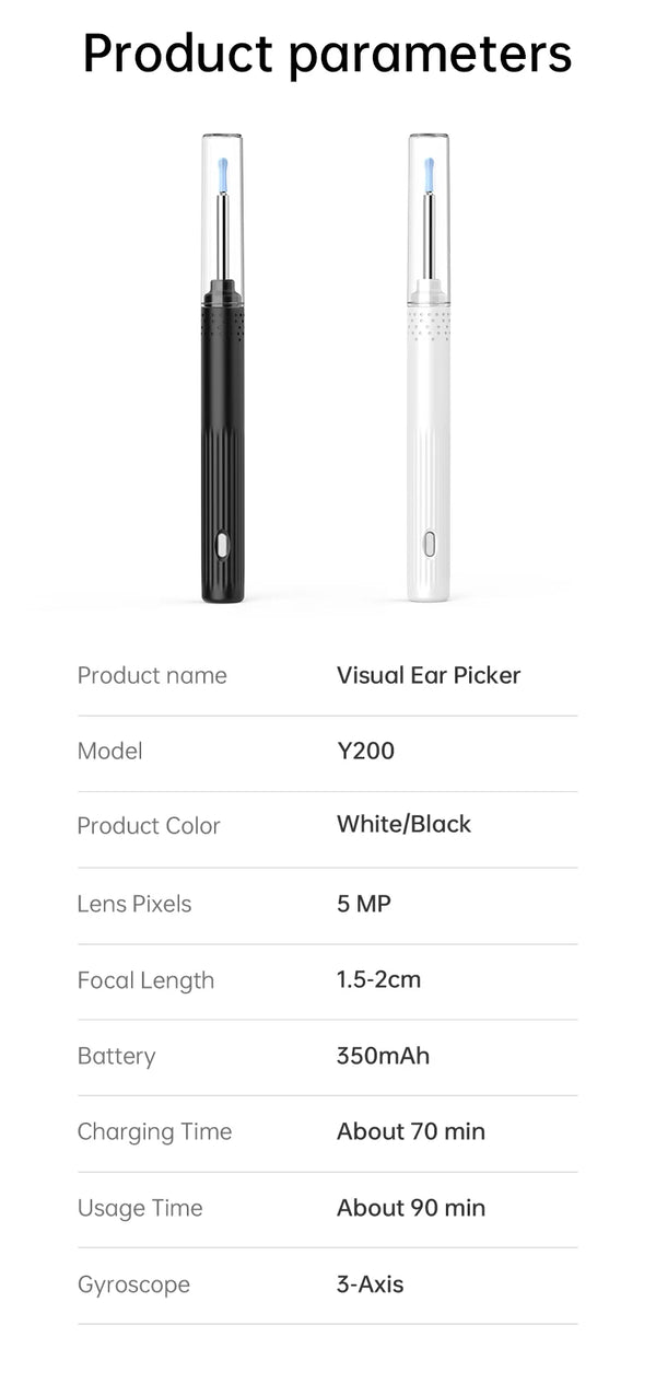 KERUI Ear Wax Removal Cleaner With 5MP HD Camera - See Ear Canal Add Hooks - stepyours.com
