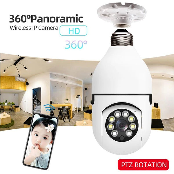 1080P HD E27 Bulb Surveillance Camera Auto Tracking And Wireless Night Vision - stepyours.com