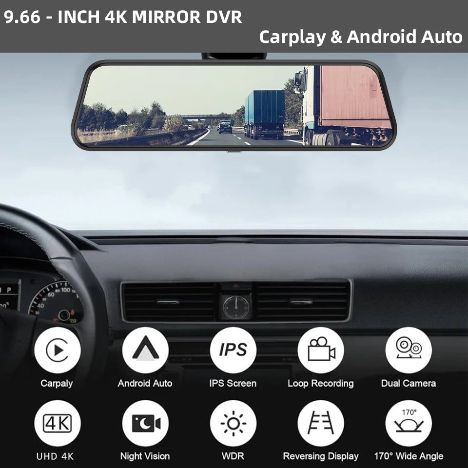 4K Car DVR Touch Screen Dash Cam CarPlay Android Auto Night Vision - stepyours.com