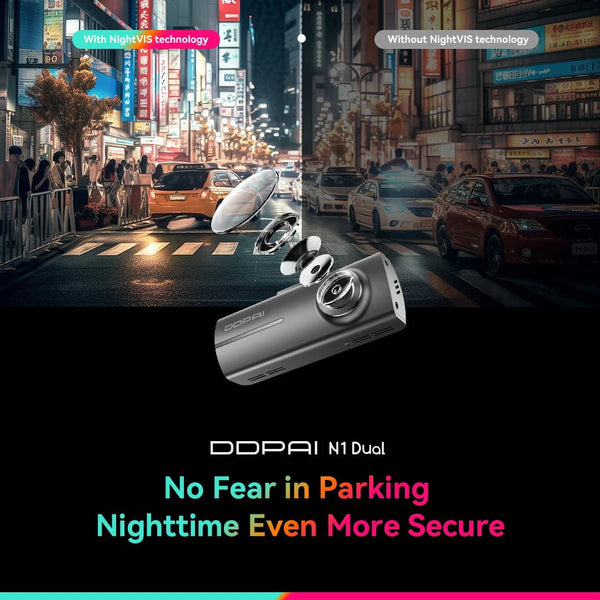 DDPAI N1 Dash Cam Dual Front and Rear 1296P Night Vision Car DVR App Control - stepyours.com