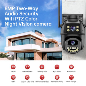 4K 8MP WiFi Surveillance Camera - AI Human Detection with Dual Lens - stepyours.com