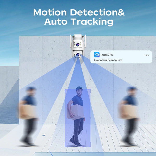 Lenovo 4K WiFi Surveillance Camera - Outdoor Dual Lens PTZ With Auto Tracking by stepyours.com