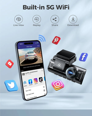 AZDOME M550 Pro 4K Dash Cam WiFi GPS Night Vision Parking Monitor Rear Camera - stepyours.com