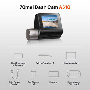 70Mai A510 Dash Cam 1944P HDR GPS ADAS 4G Front And Rear Car DVR - stepyours.com
