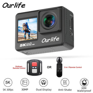 Ourlife MTR60 Action Camera 5K 30FPS Waterproof 2 Inch Touch LCD 4K60FPS WiFi - stepyours.com