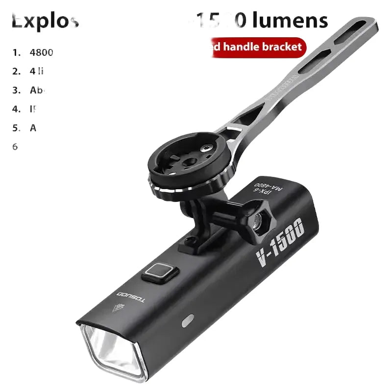 TOSUOD Bicycle Light 1000/1200/1500 Lumen Bike Headlight Power Bank Flashlight Handlebar USB Charging MTB Road Highlight