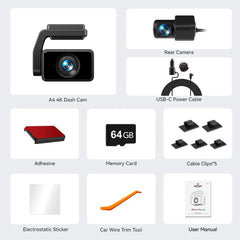 Redtiger A4 4K Dash Cam Front Rear Drive Recorder GPS 5G WiFi Night Vision - stepyours.com