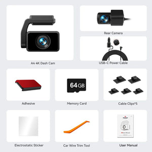 Redtiger A4 4K Dash Cam Front Rear Drive Recorder GPS 5G WiFi Night Vision - stepyours.com