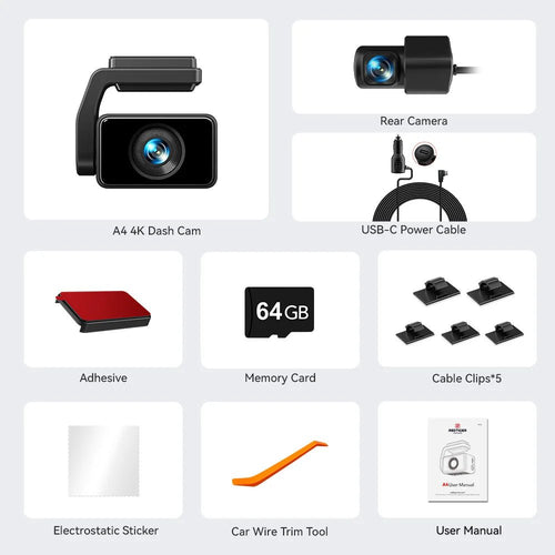 Redtiger A4 4K Dash Cam Front Rear Drive Recorder GPS 5G WiFi Night Vision - stepyours.com