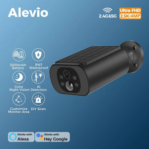 ALEVIO Solar Outdoor Camera - 2.5K Video, AI Detection And Color Night Vision - stepyours.com