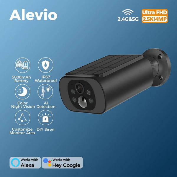 ALEVIO Solar Outdoor Camera - 2.5K Video, AI Detection And Color Night Vision - stepyours.com