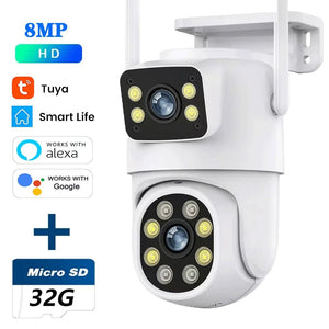 10MP Dual Lens Tuya WiFi Camera PTZ Outdoor 4K Security Camera With AI Tracking - stepyours.com